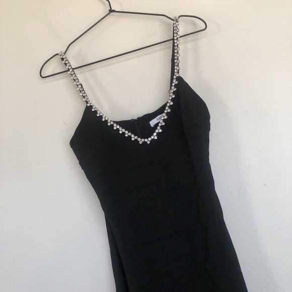 AREA Crystal Strap Camisole Catsuit Black Jumpsuit Party Crystal - Picture 9 of 9